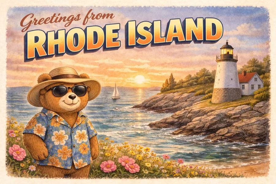 Greetings from Rhode Island postcard art